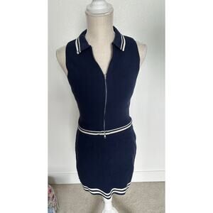 Pink Rose Preppy Navy and White Tennis Sweater Knit Set - M